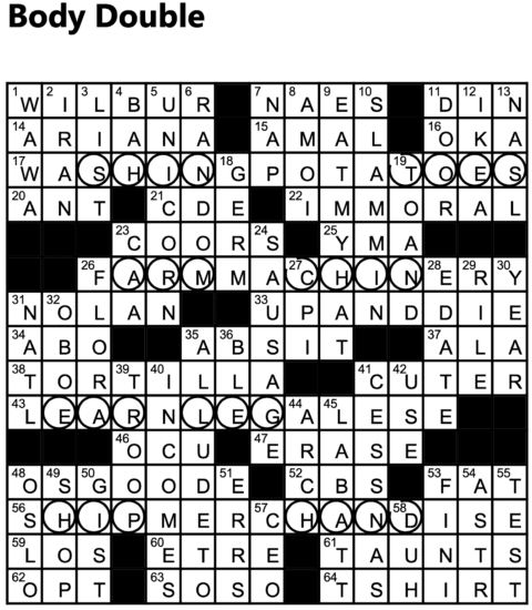  Body Double Crossword Solution Pennywise Classified Ads