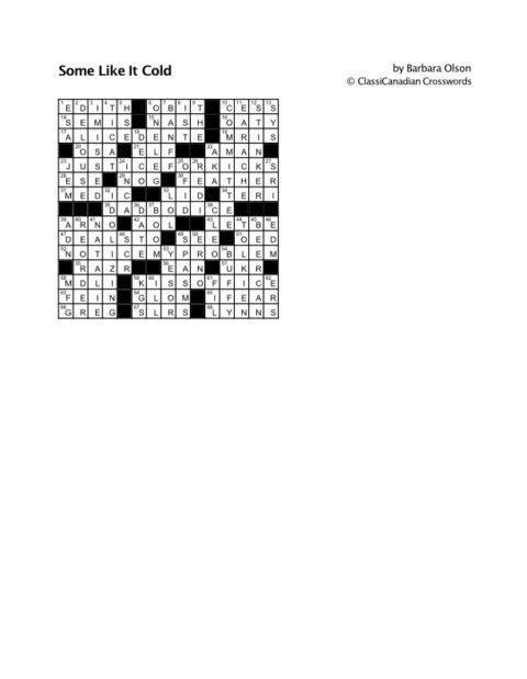  Some Like It Cold Crossword Solution Pennywise Classified Ads