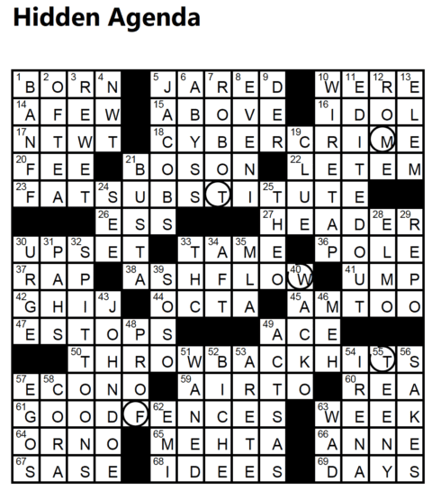  Hidden Agenda Crossword Solution Pennywise Classified Ads