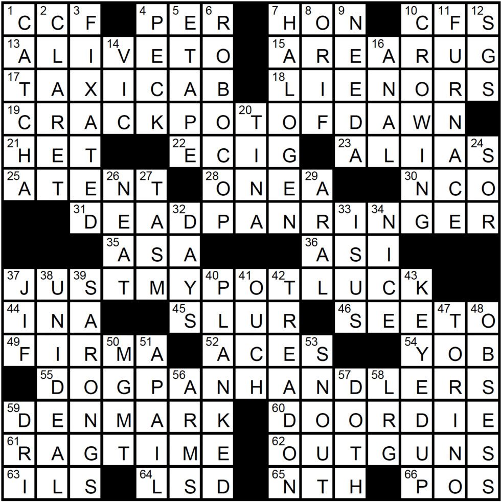 "Pots & Pans" Crossword Solution Pennywise Classified Ads